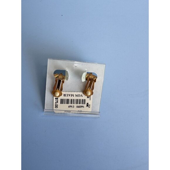 Vintage Delmonico Clip-On Earrings With Amber Rhinestones & Gold-Tone Metal - Picture 8 of 8